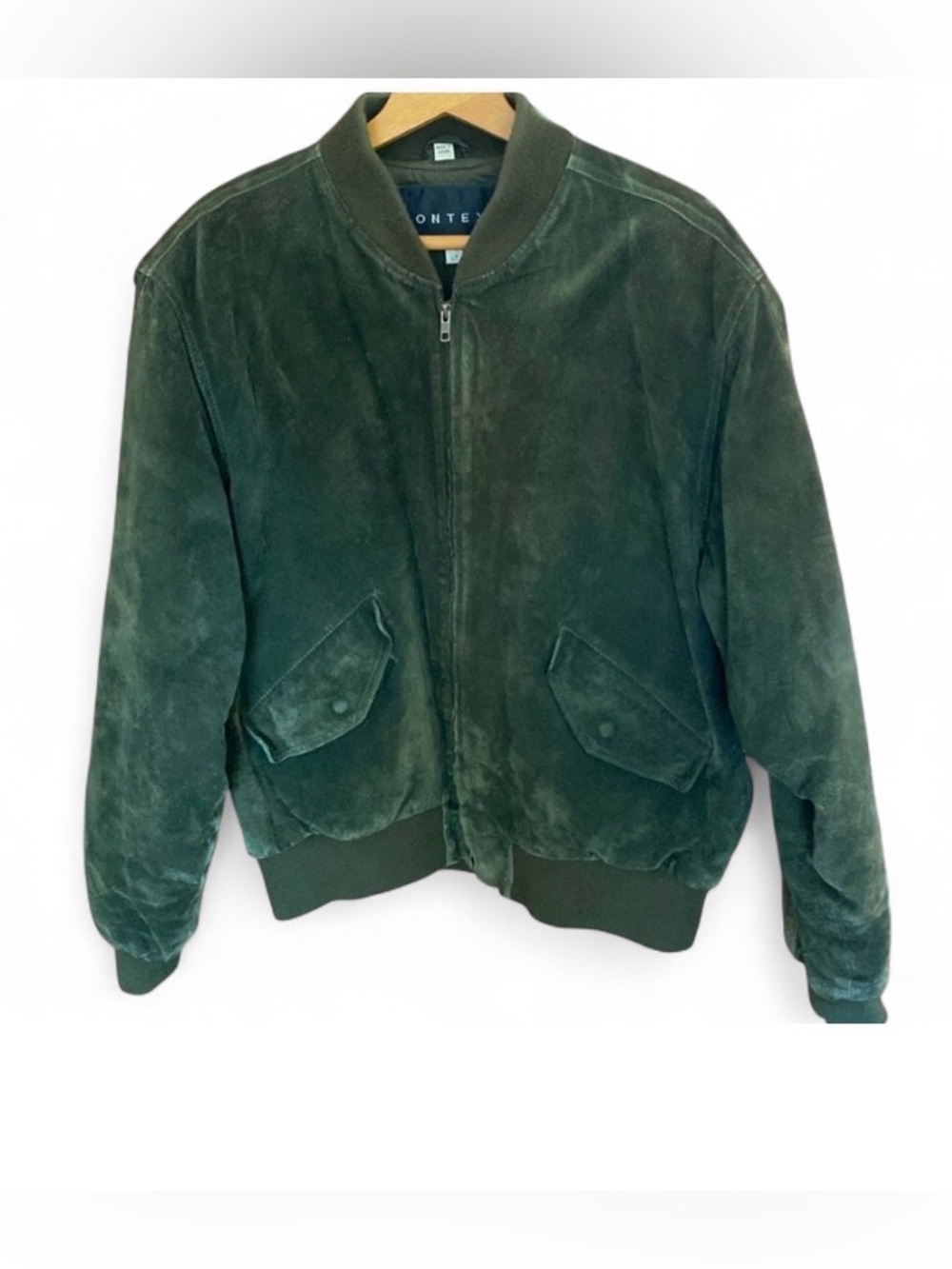 Context Leather Suede Bomber Jacket Men’s Large Tall Olive Green LT Baseball